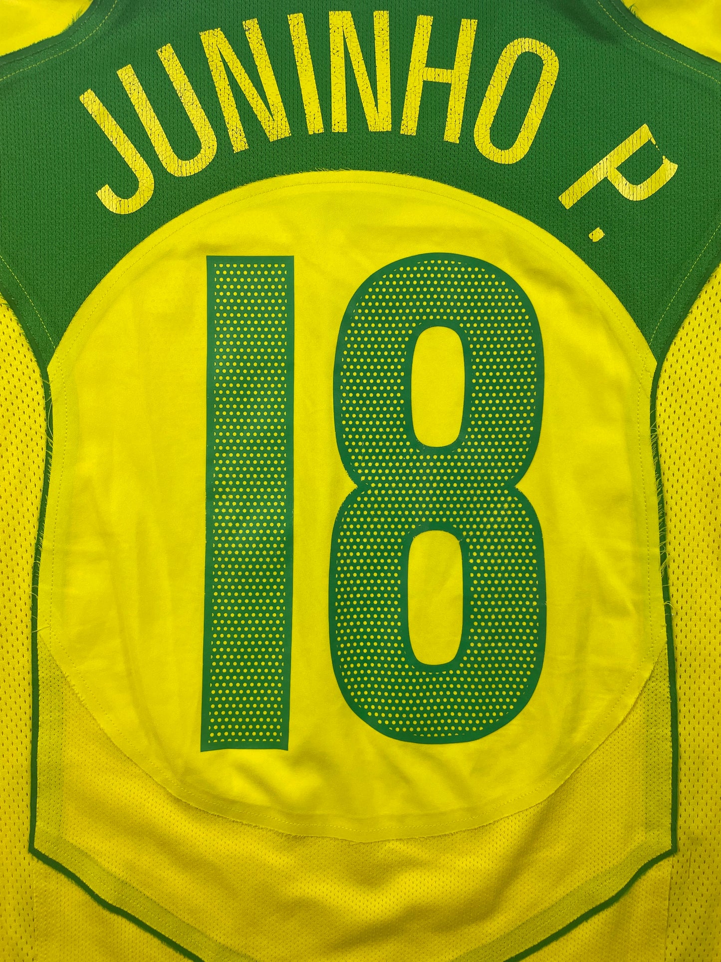 2004 Brésil Home Juninho Pernambucano #18 Match Issue (L)