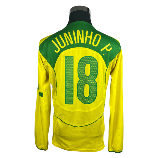 2004 Brésil Home Juninho Pernambucano #18 Match Issue (L)