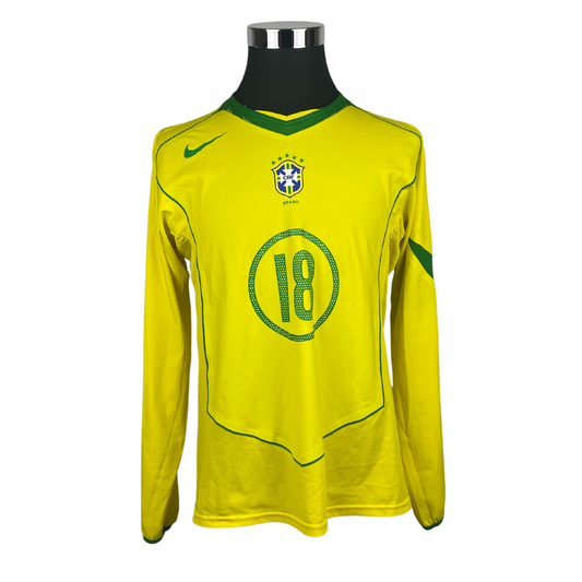 2004 Brésil Home Juninho Pernambucano #18 Match Issue (L)